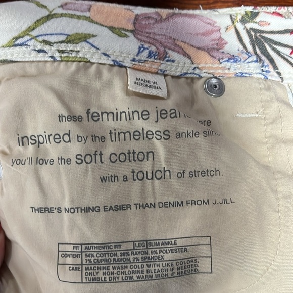 J. Jill Womens Jeans 0P Pink Blue Green Authentic Fit Slim Ankle Floral Stretch - Picture 9 of 15